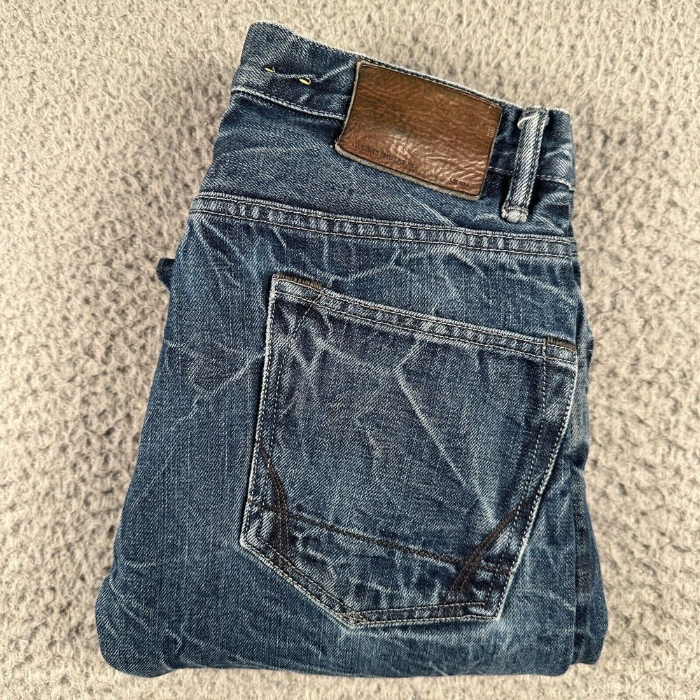 All Saints Selvedge Denim‎ Japanese Jeans Men 29 Blue Lightening Crinkle Effect